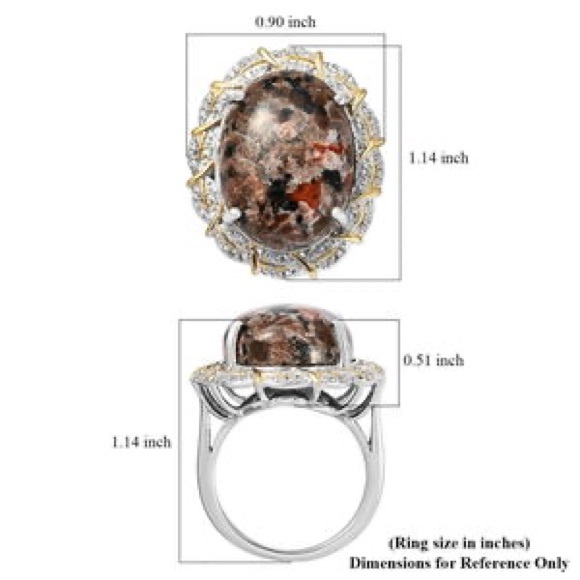 Yooperlite  White Zircon Ring in Vermeil YG & Platinum Over Sterling Silver - Picture 3 of 9